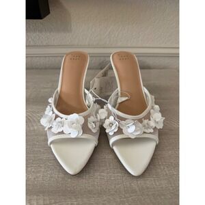 a new day White Floral Mesh Pointed-Toe Heels